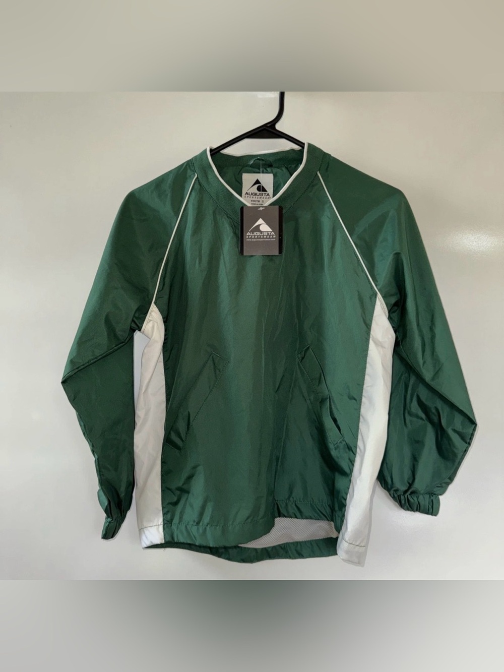 Augusta Sportswear Green and White Pullover Windbreaker